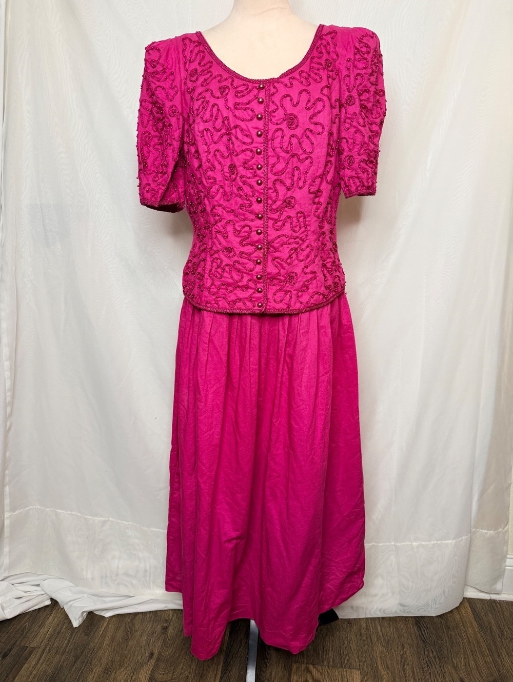 1980s Vintage Sarah Elizabeth Beaded Midi Dress 14